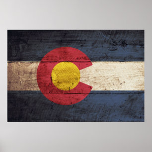 Staatsflagge Colorado auf Altholzkörnern Poster