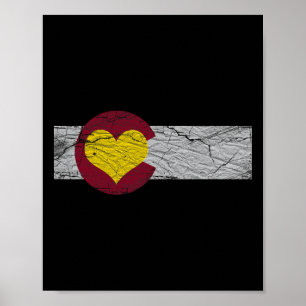 Staatsflagge Colorado Herz Rocky Mountains Skifahr Poster