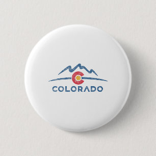 Staatsflagge Colorado Rocky Mountains Skifahren As Button