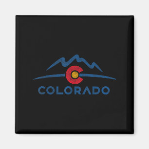Staatsflagge Colorado Rocky Mountains Skifahren As Magnet