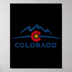 Staatsflagge Colorado Rocky Mountains Skifahren As Poster
