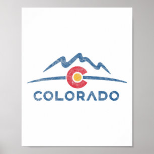 Staatsflagge Colorado Rocky Mountains Skifahren As Poster