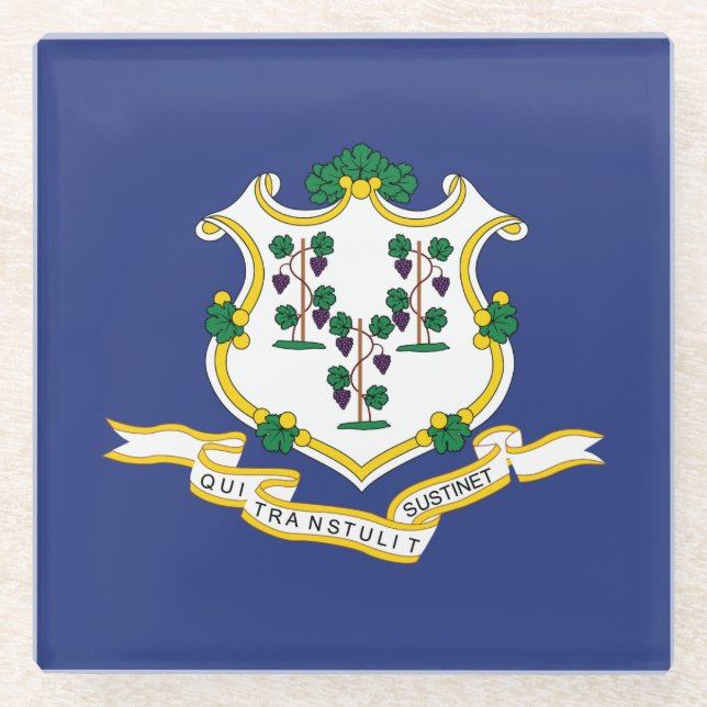Staatsflagge Connecticut Glasuntersetzer (Vorderseite)