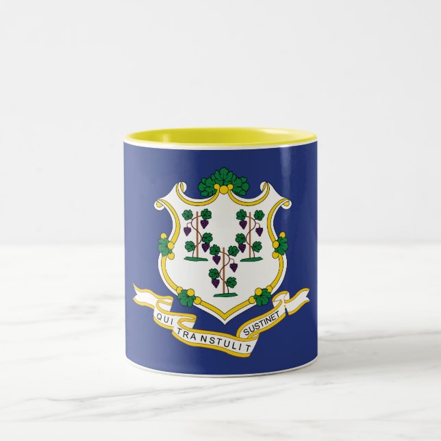 Staatsflagge Connecticut Zweifarbige Tasse (Mittel)