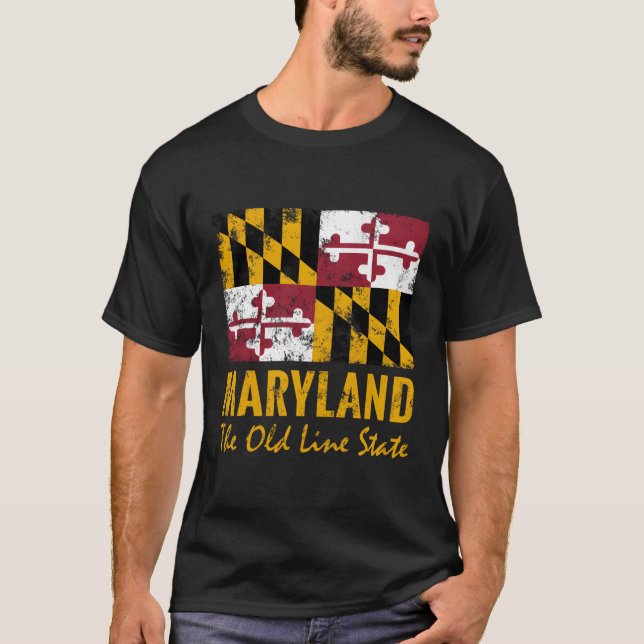 Staatsflagge der alten Linie von Maryland T-Shirt (Vorderseite)