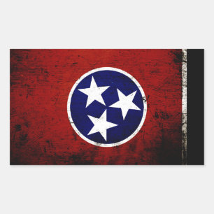 Staatsflagge der Black Grunge Tennessee Rechteckiger Aufkleber