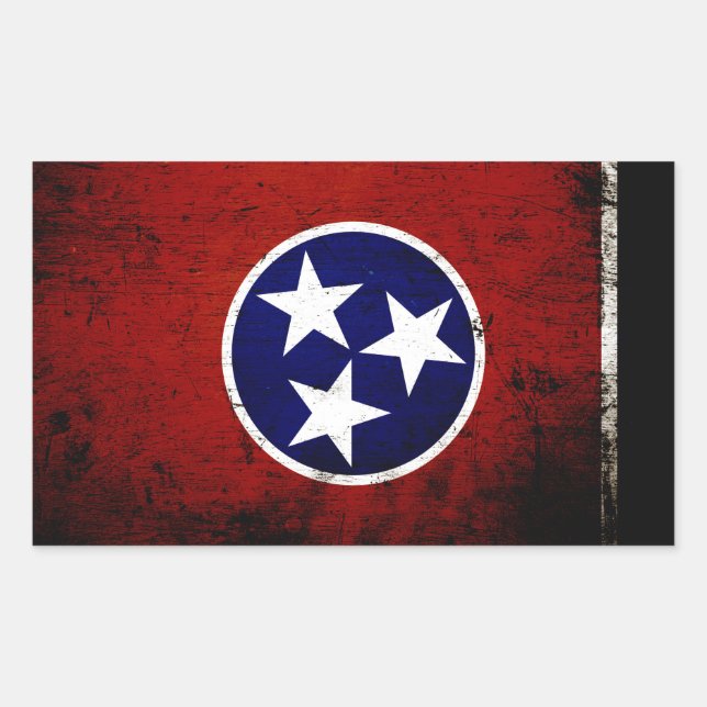 Staatsflagge der Black Grunge Tennessee Rechteckiger Aufkleber (Vorderseite)