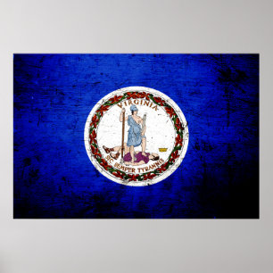 Staatsflagge der Black Grunge Virginia Poster