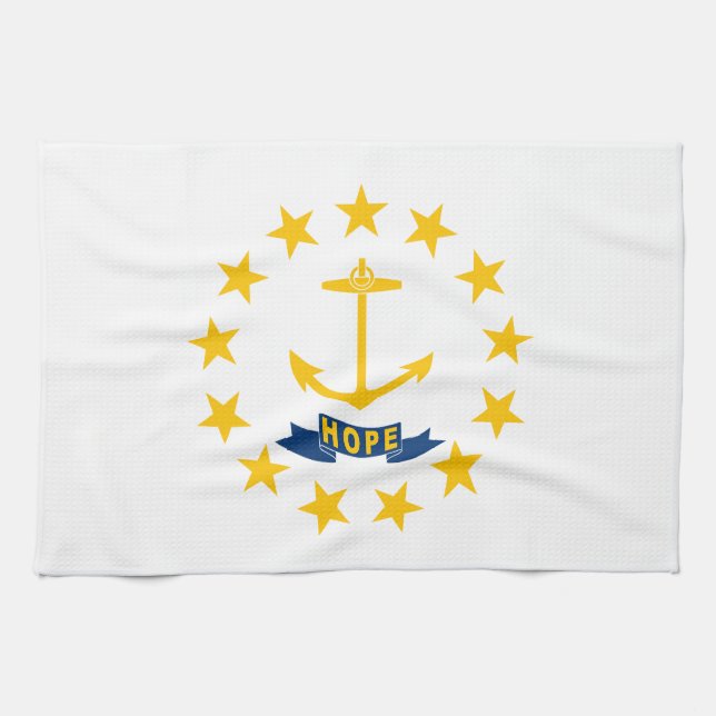 Staatsflagge der Insel Rhode Geschirrtuch (Horizontal)