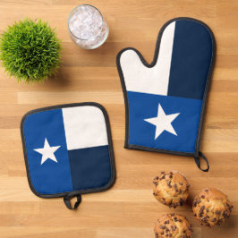 Staatsflagge des Landes Blau und Weiß Ofenhandschuh & Topflappen-Set