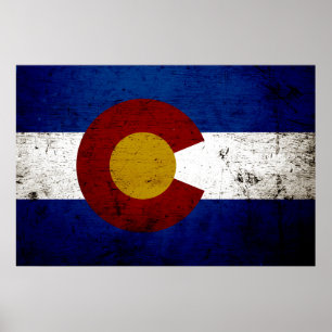 Staatsflagge des Schwarzen Grunge Colorado Poster