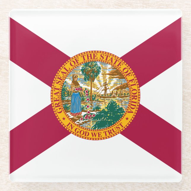 Staatsflagge Florida Glasuntersetzer (Vorderseite)