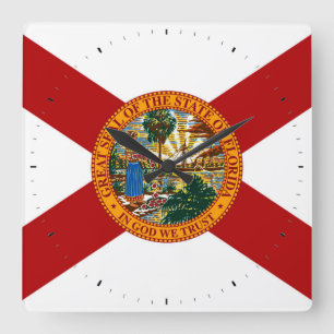 Staatsflagge Florida Quadratische Wanduhr