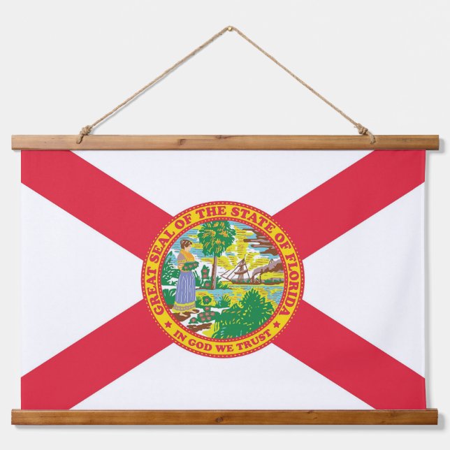 Staatsflagge Florida Wandteppich Mit Holzrahmen (Vorne)