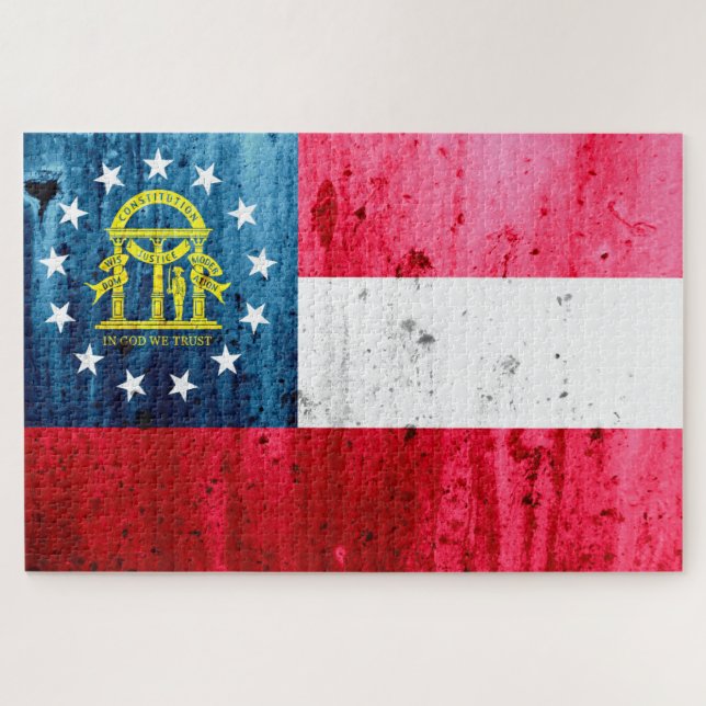 Staatsflagge Georgien Grunge Puzzle (Horizontal)