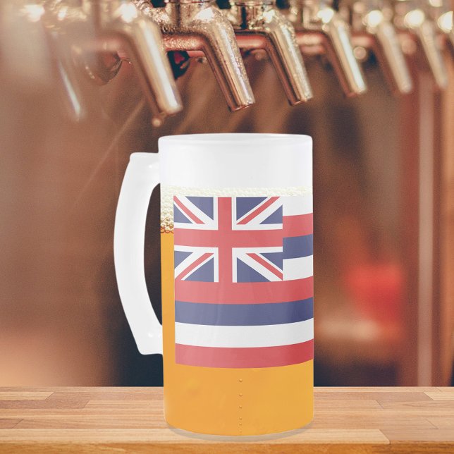 Staatsflagge Hawaii Mattglas Bierglas (Hawaii State Flag Frosted Glass Beer Mug)