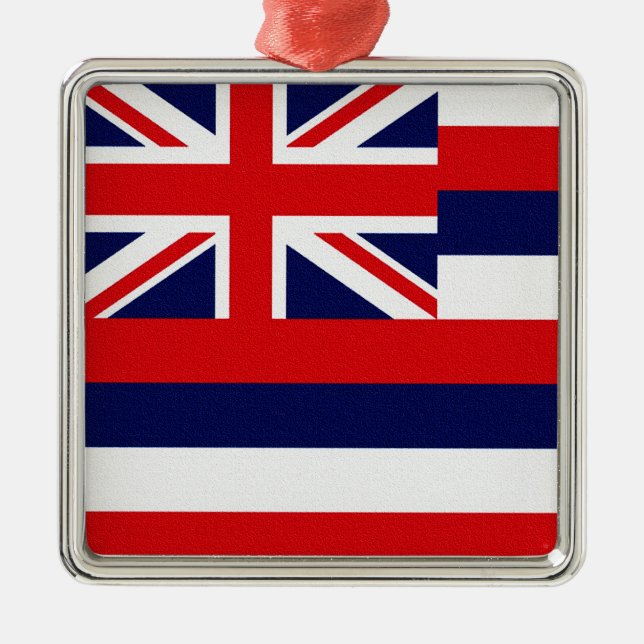 Staatsflagge Hawaii Silbernes Ornament (Vorne)