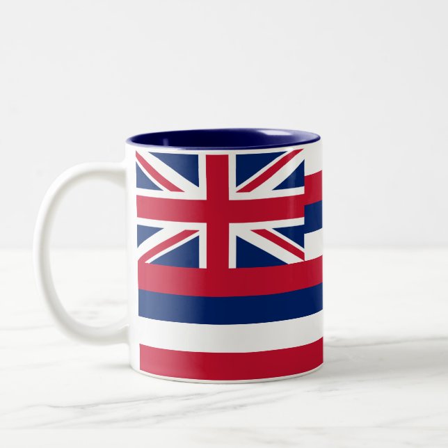 Staatsflagge Hawaii Zweifarbige Tasse (Links)