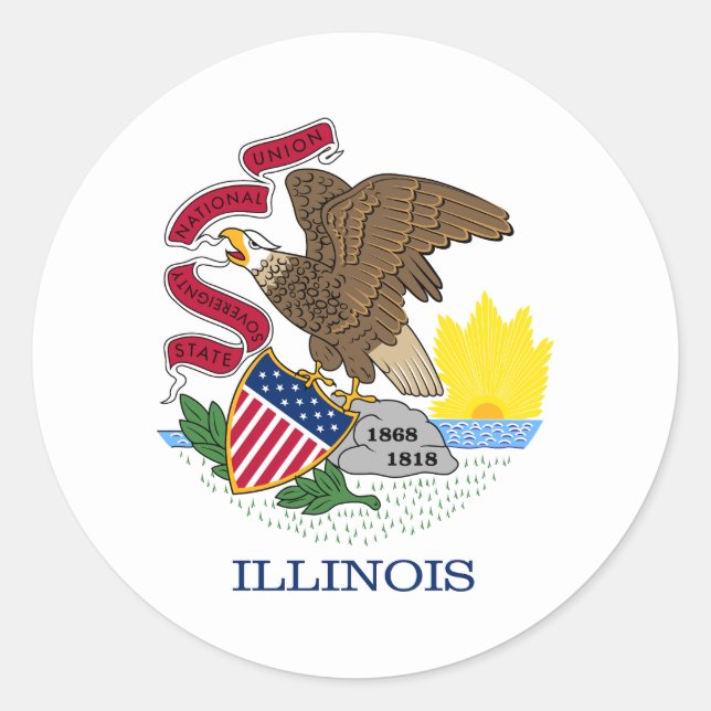 Staatsflagge Illinois Runder Aufkleber (Vorderseite)