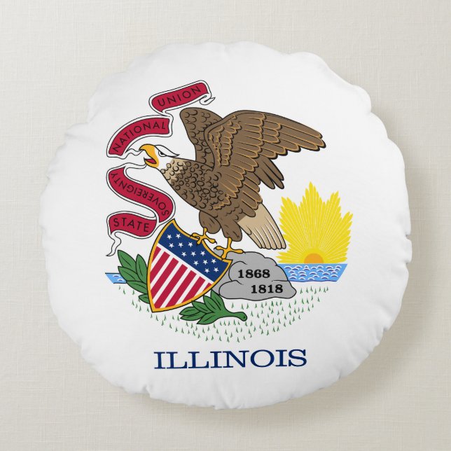 Staatsflagge Illinois Rundes Kissen (Vorderseite)