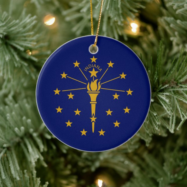 Staatsflagge in Indiana Keramik Ornament (Baum)