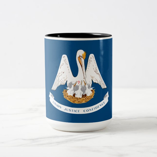 Staatsflagge in Louisiana Zweifarbige Tasse (Mittel)