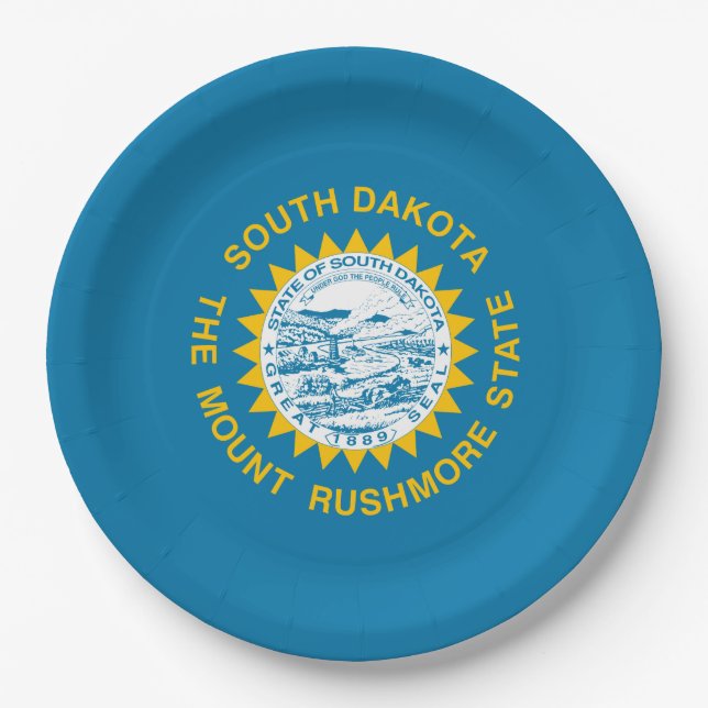 Staatsflagge in Süddakota Pappteller (Vorderseite)