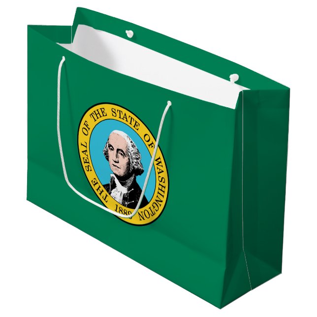 Staatsflagge in Washington Große Geschenktüte (Vorderseite Schrägansicht)