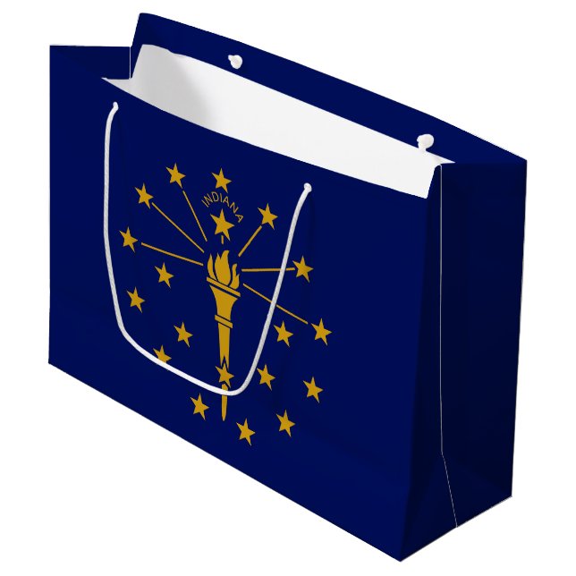 Staatsflagge Indiana Große Geschenktüte (Vorderseite Schrägansicht)