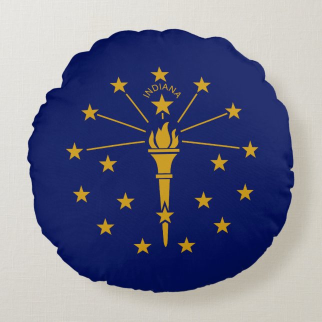 Staatsflagge Indiana Rundes Kissen (Vorderseite)