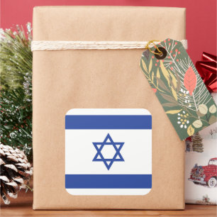 Staatsflagge Israels, Davidstern Judentum jüdisch Quadratischer Aufkleber