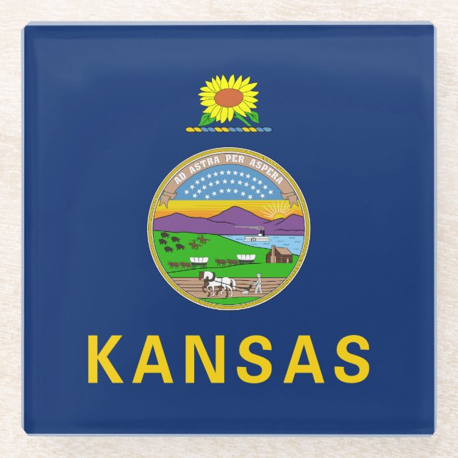Staatsflagge Kansas Glasuntersetzer (Vorderseite)