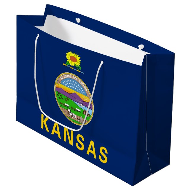 Staatsflagge Kansas Große Geschenktüte (Vorderseite Schrägansicht)