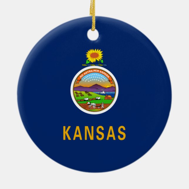 Staatsflagge Kansas Keramik Ornament (Hinten)