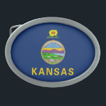 Staatsflagge Kansas Ovale Gürtelschnalle<br><div class="desc">Patriotische Kansas-Staatsflagge.</div>