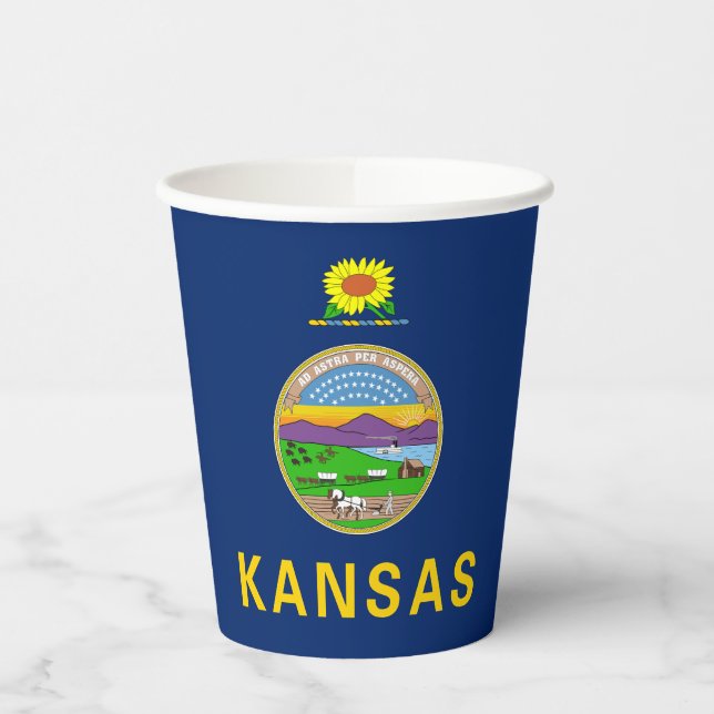 Staatsflagge Kansas Pappbecher (Links)