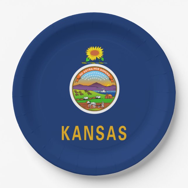 Staatsflagge Kansas Pappteller (Vorderseite)