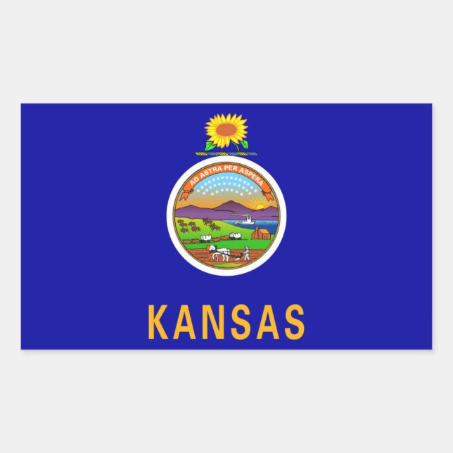 Staatsflagge Kansas Rechteckiger Aufkleber (Vorderseite)