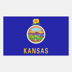 Staatsflagge Kansas Rechteckiger Aufkleber