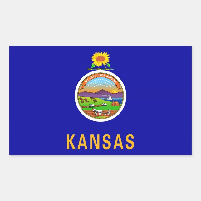 Staatsflagge Kansas Rechteckiger Aufkleber (Vorderseite)