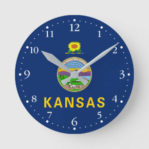Staatsflagge Kansas Runde Wanduhr