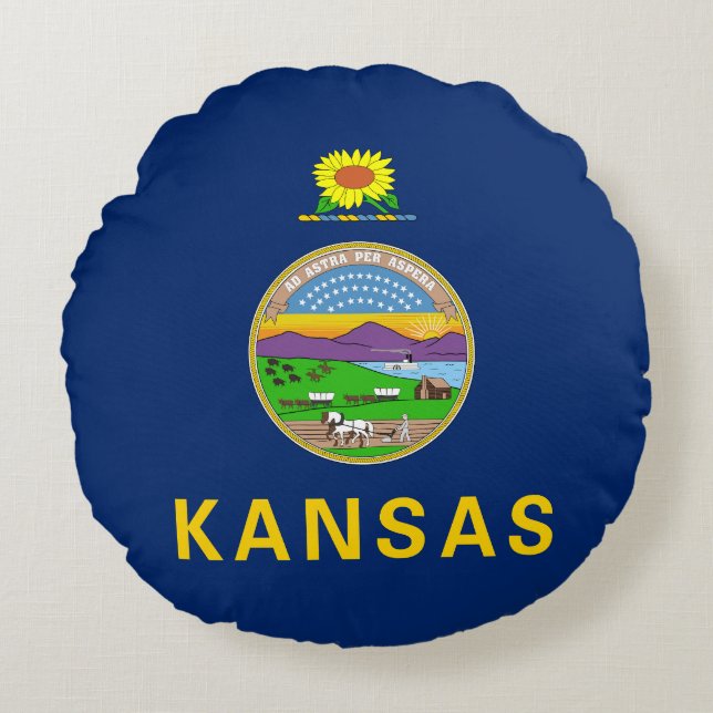 Staatsflagge Kansas Rundes Kissen (Vorderseite)