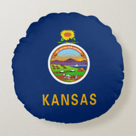 Staatsflagge Kansas Rundes Kissen