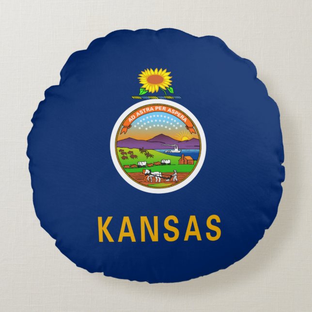 Staatsflagge Kansas Rundes Kissen (Vorderseite)