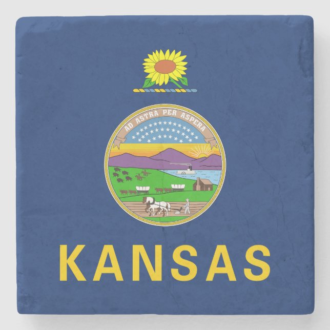 Staatsflagge Kansas Steinuntersetzer (Vorderseite)