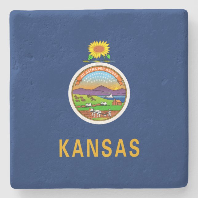 Staatsflagge Kansas Steinuntersetzer (Vorderseite)