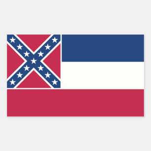 Staatsflagge Mississippi, Vereinigte Staaten Rechteckiger Aufkleber