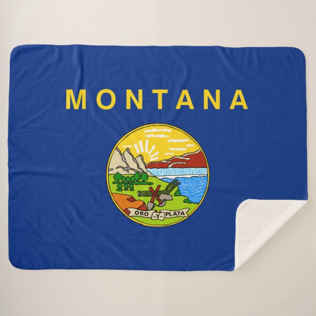 Staatsflagge Montana (USA) Sherpa Blanket Sherpadecke (Vorderseite (Horizontal))