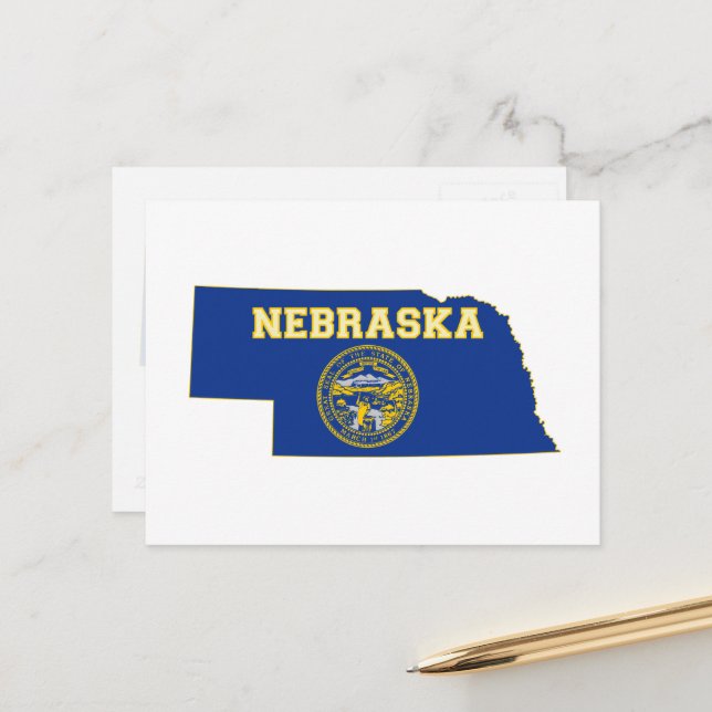 Staatsflagge Nebraska und Karte (Vorderseite/Rückseite Beispiel)