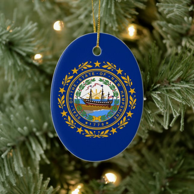 Staatsflagge New Hampshire Keramik Ornament (Baum)
